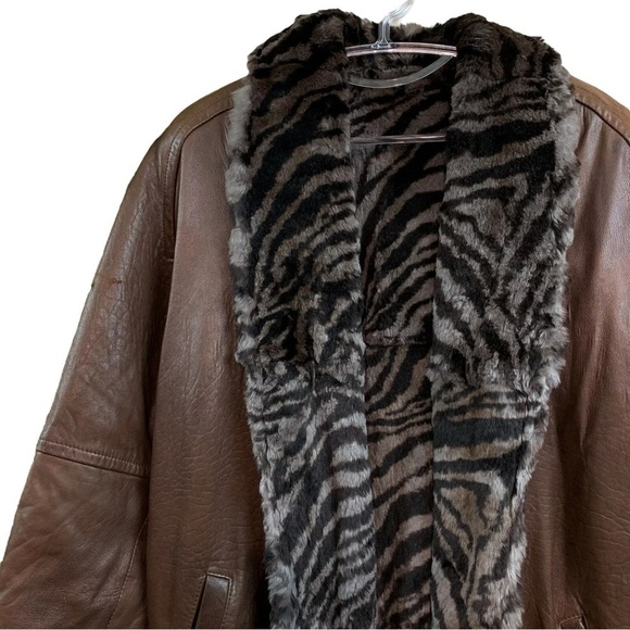 Andrew Marc Genuine Leather Rabbit Fur Coat Jacket Brown Black Gray Size Small - Picture 3 of 12